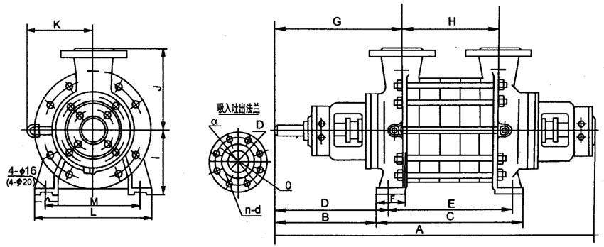 2.5GC-3.5、4GCGC型臥式多級(jí)離心泵外型尺寸圖